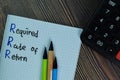 Required Rate of Return write on a book isolated on office desk Royalty Free Stock Photo