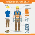 Required safety gear. Overalls. Safety at the construction site Royalty Free Stock Photo