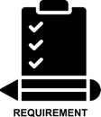 requirement, survey, check list, management, testing, evaluation solid glyph icon Royalty Free Stock Photo