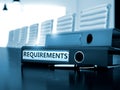 Requirements on Office Folder. Toned Image. 3D. Royalty Free Stock Photo