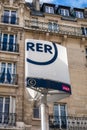 RER C Sign at station Boulainvillers in Paris Royalty Free Stock Photo