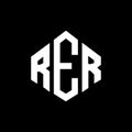 RER letter logo design with polygon shape. RER polygon and cube shape logo design. RER hexagon vector logo template white and Royalty Free Stock Photo