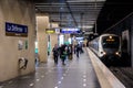 An RER A train is arriving in La Defense - Grande Arche station