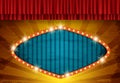 Rerto banner on Background with red circus vintage curtain. Design for presentation, concert, show Royalty Free Stock Photo