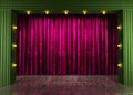 Res curtain stage with neon lights Royalty Free Stock Photo