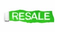 RESALE text, Inspiration, Motivation and Business concept on Green torn paper