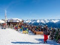 Resatauration Lassida in winter during rest time in resort Ladis, Fiss, Serfaus in ski resort in Tyrol