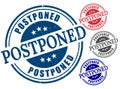 Rescheduled Stamp Vector Set, Postponed Notice Grunge Label Pack Royalty Free Stock Photo