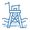 rescue beach tower doodle icon hand drawn illustration