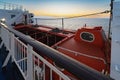 Rescue boat on a cruise ship, close-up photo Royalty Free Stock Photo