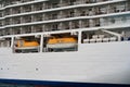 Rescue boat deck on the starboard side of the cruise ship Royalty Free Stock Photo