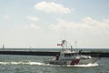 Rescue boat in harbor