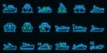 Rescue boat icons set vector neon Royalty Free Stock Photo
