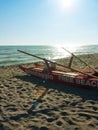 Rescue boat on italian beach Royalty Free Stock Photo