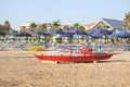 Rescue boat on a lonely beach Royalty Free Stock Photo