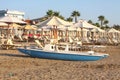 Rescue boat on a lonely beach Royalty Free Stock Photo