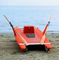 Rescue boat rowing for lifeguard on the shore of the sea Royalty Free Stock Photo