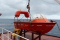 rescue boat of a ship stowed on the cradle Royalty Free Stock Photo