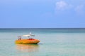 Rescue boat for supervision of swimmers in the sea on the beach in Thailand Royalty Free Stock Photo