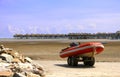 Rescue boat on the waterfront at Bagan Lalang beach Royalty Free Stock Photo