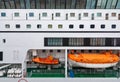 rescue boats of MS Star Pisces at Ocean Terminal, Hong Kong Royalty Free Stock Photo