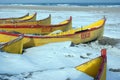 Rescue boats resting in winter time Royalty Free Stock Photo