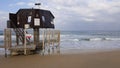 Rescue booth, tower for lifeguards placed on the sea beach