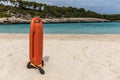Rescue buoy on the beach Royalty Free Stock Photo
