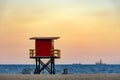 Rescue cabin on Copacabana beach at sunset Royalty Free Stock Photo