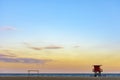 Rescue cabin on Copacabana beach at tropical sunset Royalty Free Stock Photo