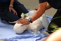 Rescue and CPR training to first aid. Royalty Free Stock Photo