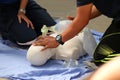 Rescue and CPR training to first aid. Royalty Free Stock Photo