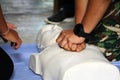 Rescue and CPR training to first aid and life guard. Royalty Free Stock Photo