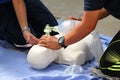 Rescue and CPR training to first aid. Royalty Free Stock Photo