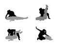 Rescue drowning first aid silhouette. Patient woman in unconscious. Drunk person overdose party. Sneak attack victim rescue