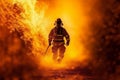 rescue equipment emergency smoke uniform fire firefighter fireman safety fighter. Generative AI.