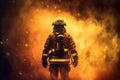 rescue fighter emergency equipment fire safety smoke uniform firefighter fireman. Generative AI.