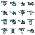 Rescue helicopter icons set vector flat