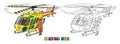 Rescue helicopter with a lifeguard. Coloring book