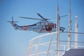 Rescue Helicopter Loading Passenger From Cruise Ship