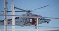 Rescue Helicopter Loading Passenger From Cruise Ship