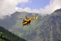 Rescue helicopter in the mountains