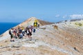 Rescue helicopter and people at Vulcano Island near Sicily, Italy Royalty Free Stock Photo