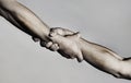 Rescue, helping gesture or hands. Strong hold. Two hands, helping hand of a friend. Handshake, arms, friendship Royalty Free Stock Photo