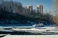 Rescue hovercraft moves on ice floes