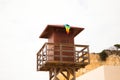 rescue hut on a sandy beach, safe relax by the ocean, a beautiful sunny day, vacation. Beach Watchtower Royalty Free Stock Photo