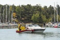 Rescue Ingrid af SlÃÂ¤ttÃÂ¶ assisting leisure boat Sweden Royalty Free Stock Photo