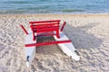 Rescue lifeguard boat on the beach Royalty Free Stock Photo