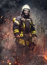 Rescue man in firefighter uniform. Royalty Free Stock Photo