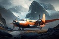 A Rescue Plane In The Mountains. Generative AI Royalty Free Stock Photo